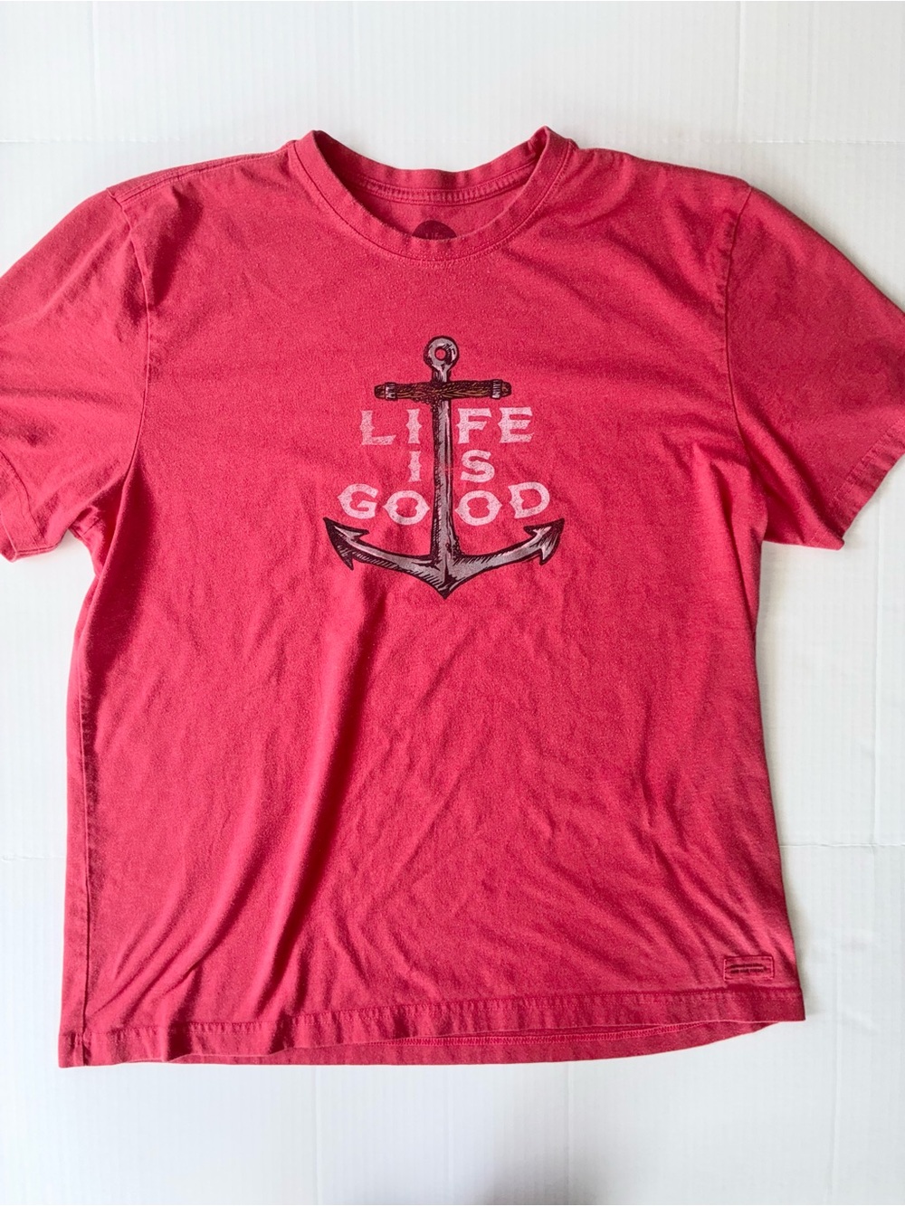 Life is Good Crusher Tee Men’s Red Nautical Graphic Short Sleeve T-Shirt Size XL